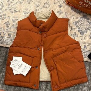 Zara Orange/cream reversible Puffer Vest